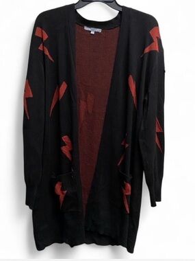 Black & Rust Lightning Open-Front Women's Cardigan